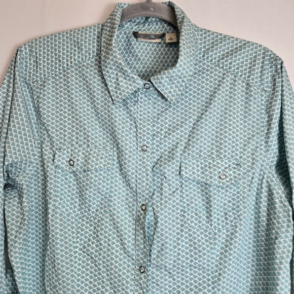 L.L. Bean Tops - L.‎ L. Bean Western Snap Front Long Sleeve Shirt, Coastal Cowgirl, Blue/White, L